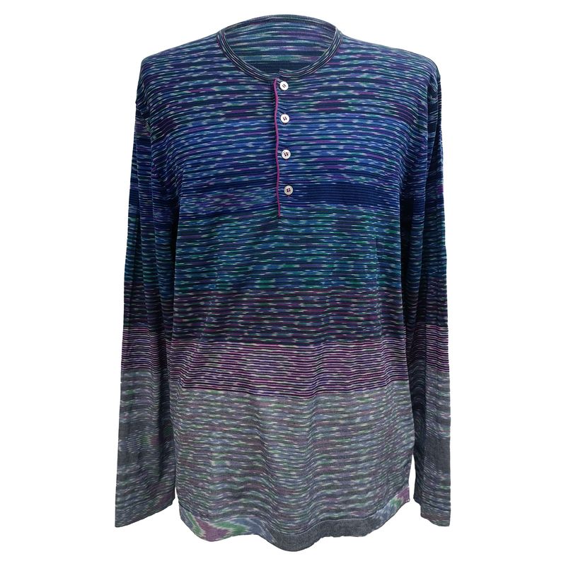 Missoni Knitted Half-Buttoned Long Sleeve Top In Multicolor Cotton